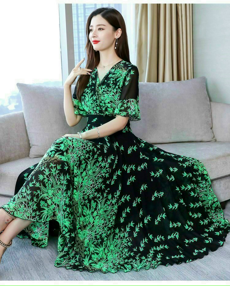ĐẦM MAXI HOA DÁNG DÀI CAO CẤP - HBN1136